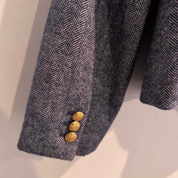 NEW J. Crew Herringbone Wool Blend Schoolboy Blazer in Blue, Size 14 - Picture 11 of 12